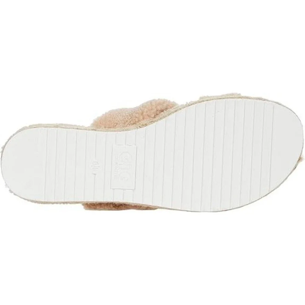 GBG Los Angeles Daphne Sandals Women's US 8 Beige Faux Fur Espadrille JOBB1411